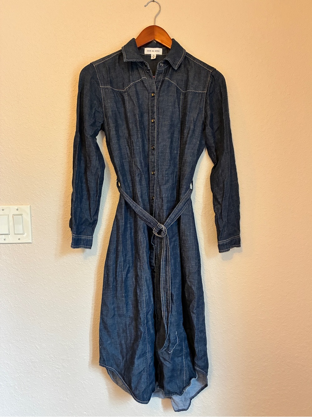 cloth & stone Indigo Denim Long-Sleeve Shirt Dress